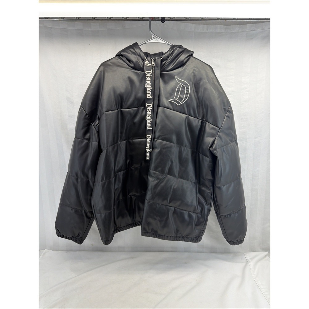 Disneyland Black Jacket Puffer Size 1x Embroidered Hooded Jacket